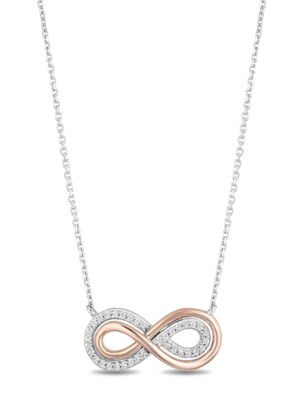 Hallmark Diamonds Necklace 1/10 ct tw Sterling Silver & 10K Rose Gold 18"